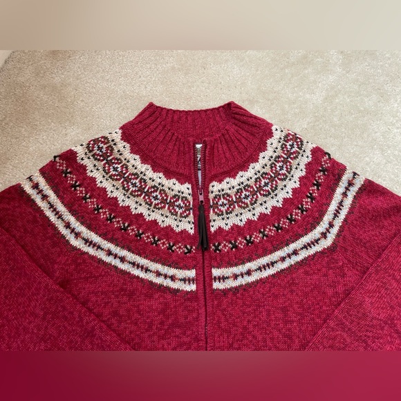 Tiara International Women’s Zip Up Sweater / Leather Accents - Size: Large - Picture 5 of 8